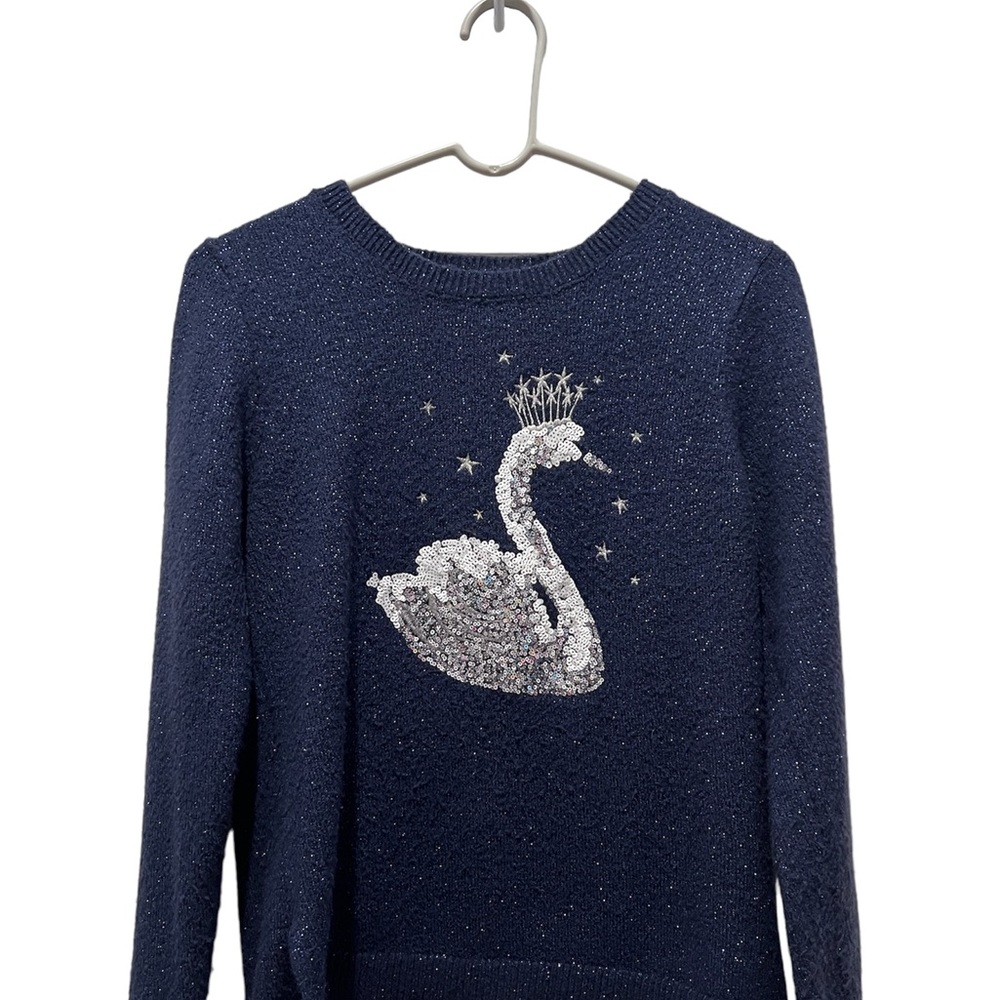 Child’s place sparkly navy sweater with sequence! lightly worn (XXL• 16)